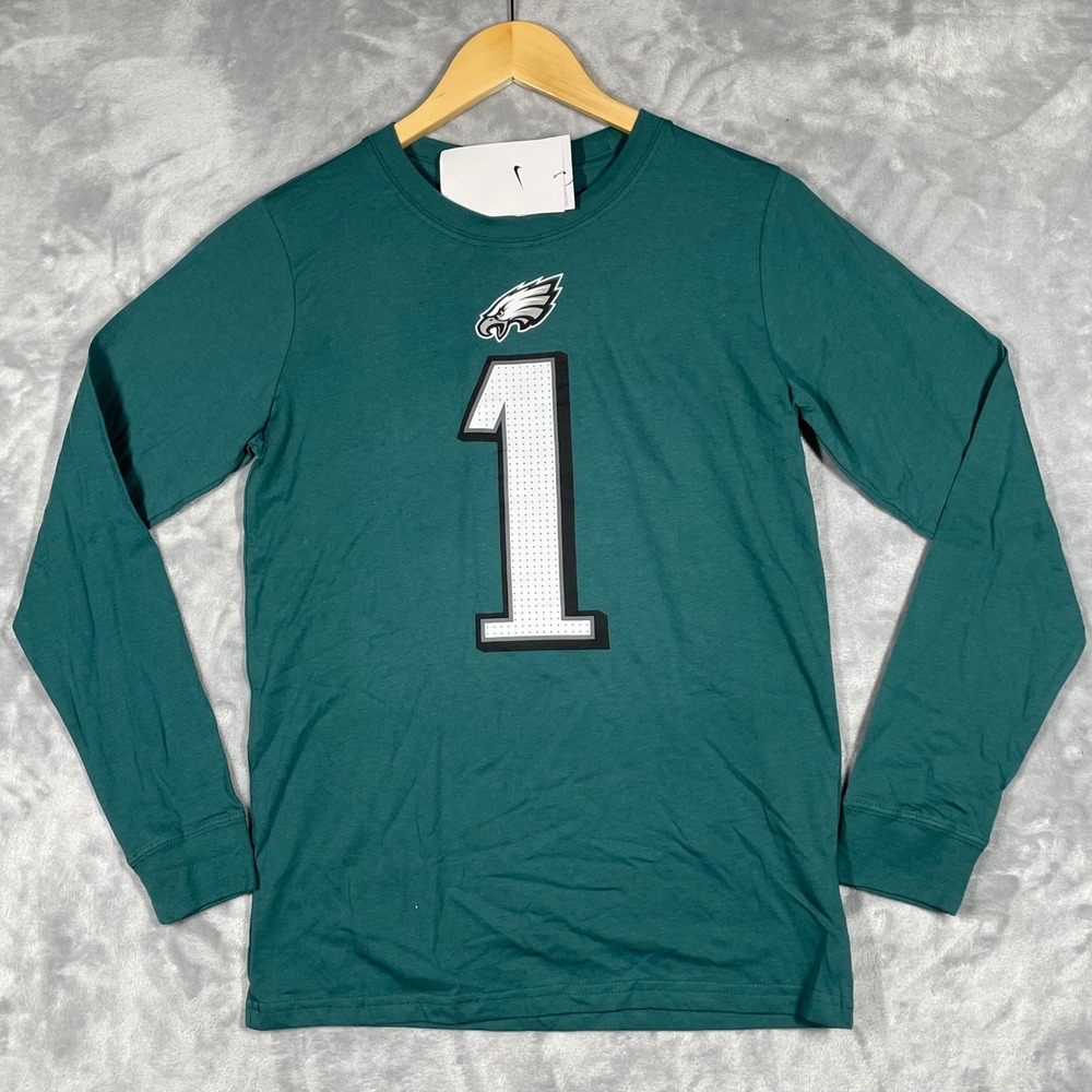 Nike Philadelphia Eagles Jalen Hurts 1 Youth Large Long Sleeve Shirt Green New